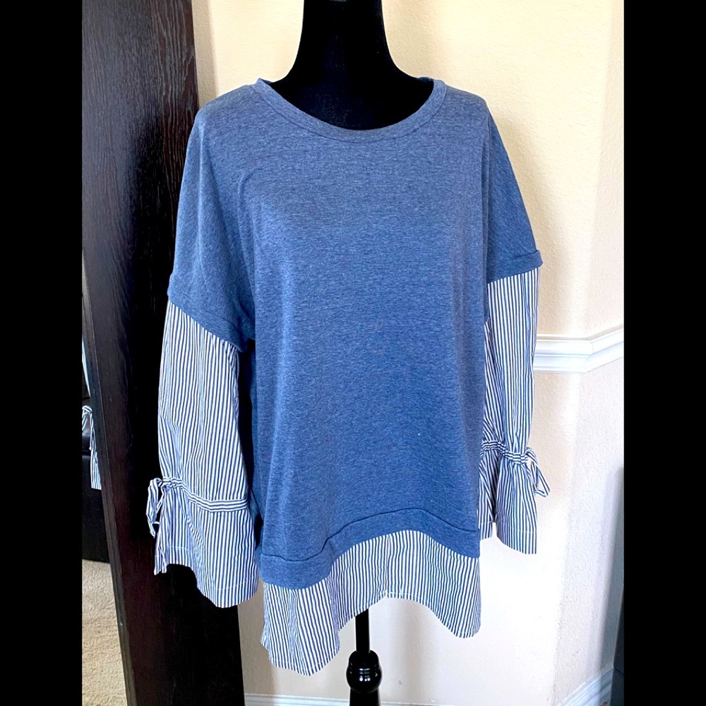 Blue layered look top